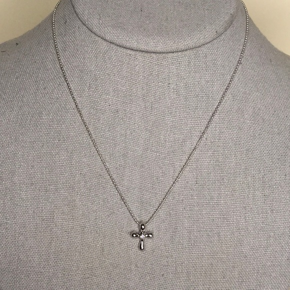 TASAKI Cross Necklace with Diamond in Sterling Silver (16") - Picture 3 of 6